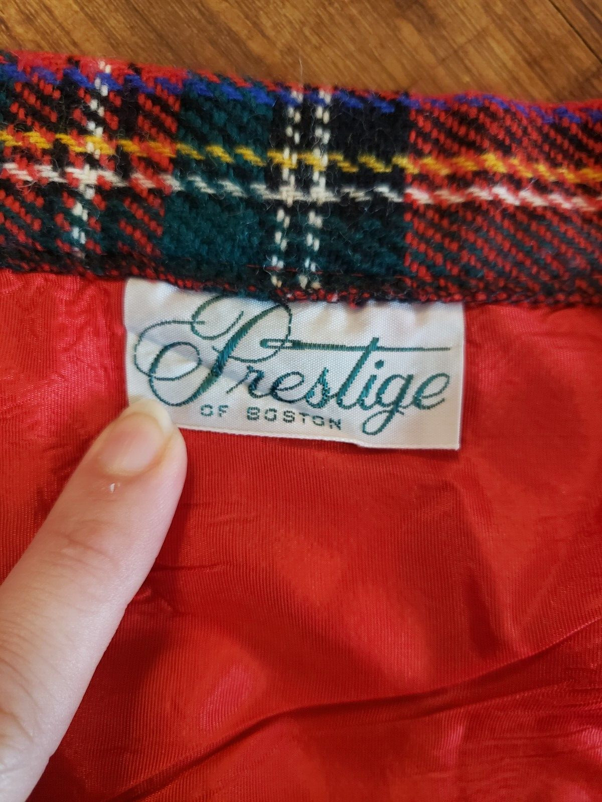 Vintage Prestige of Boston red tartan, A-line, maxi skirt size 6-8