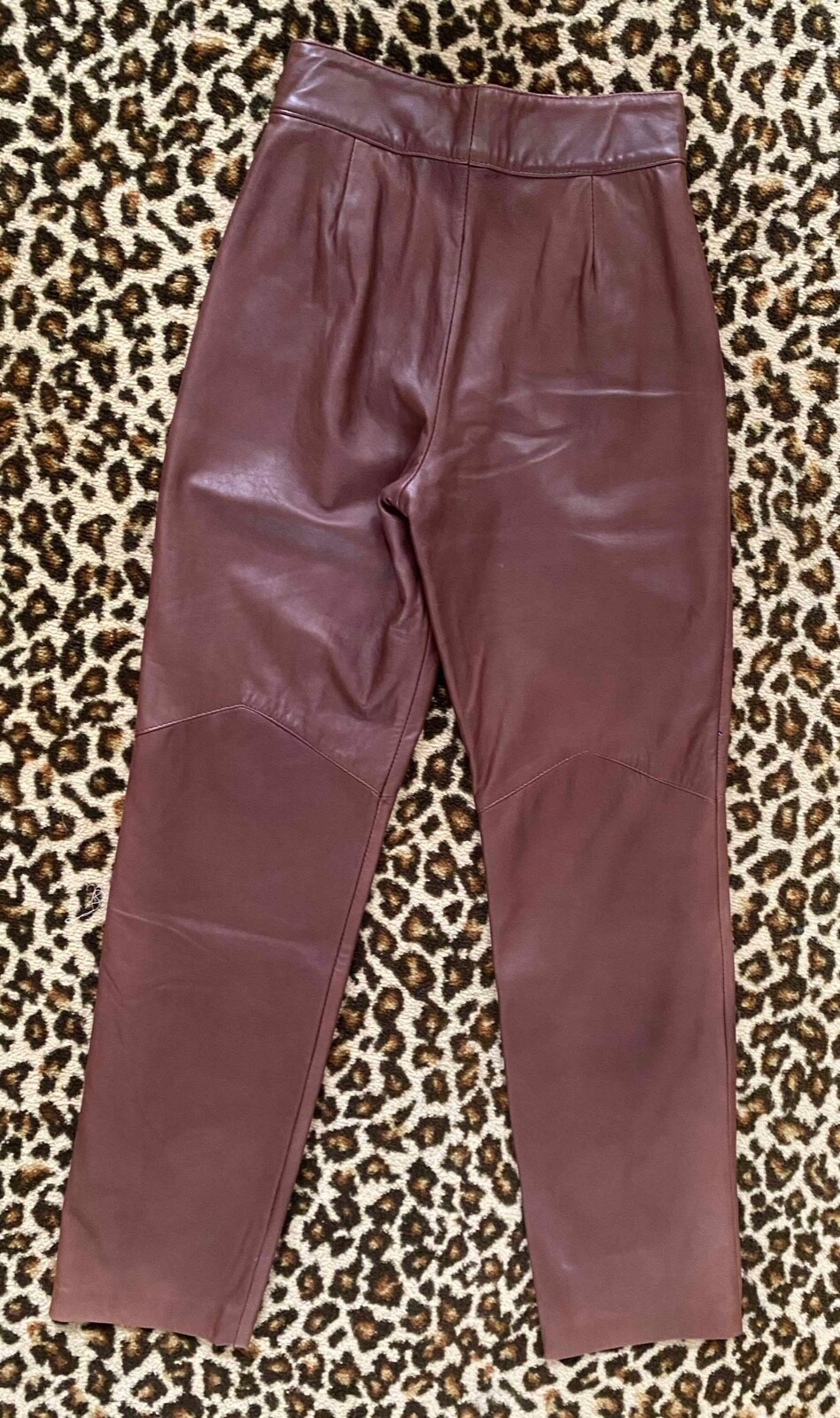 VTG 70s Women Brown Leather Pants XS LINED High Waist 26.5″ inseam 30″ Remy USA