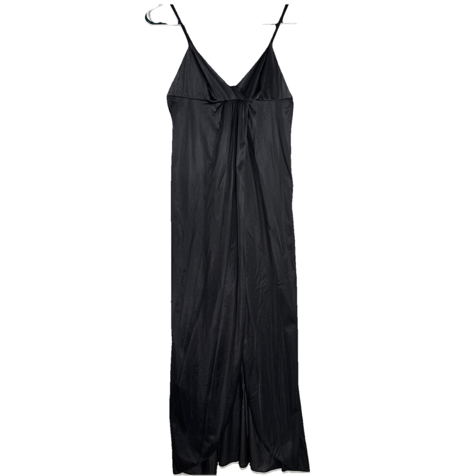 VTG Vasserette Black Underneath It All Full Lenth Womens Slip 34 Full Front Slit