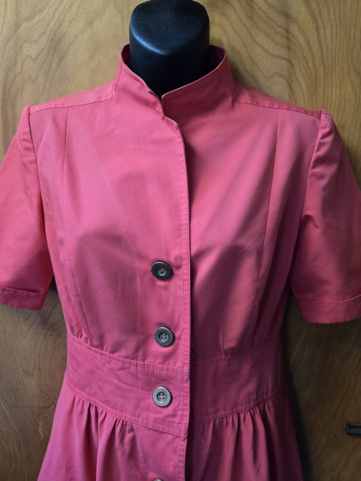 Vintage Anjac Dress Marc Needleman Coral Shirtwaist Wide Inset Waist 10 But 6ish