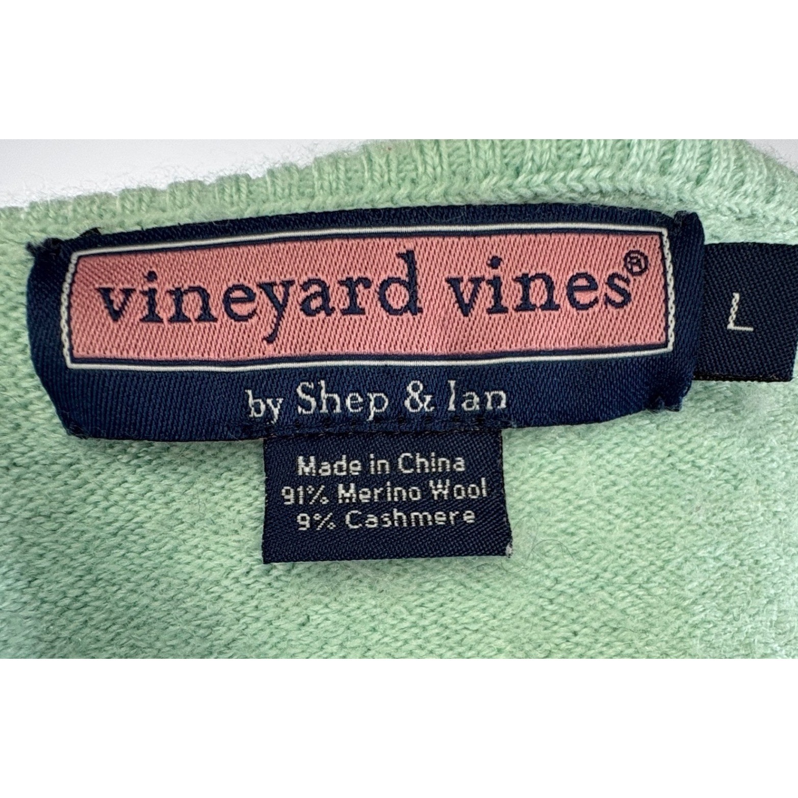 Vineyard Vines Women’s Small V-Neck Sweater Wool/Cashmere Blend Mint Sz Lg