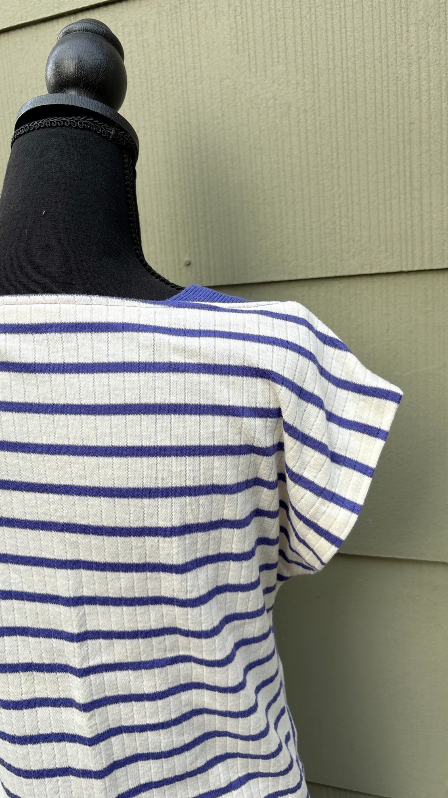 vtg 60s 70s Mod Nautical Geometric Striped Dolman Sleeve Bateau Cotton Knit Top