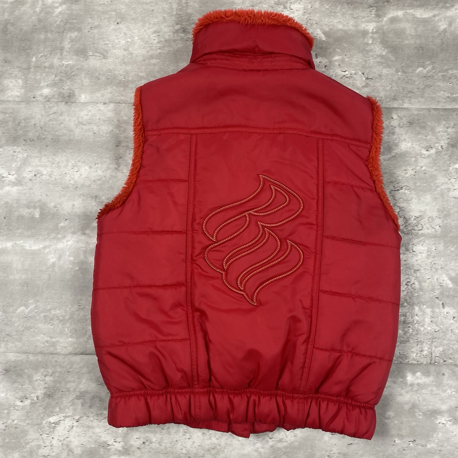 vintage ROCAWEAR vest womens fleece lined red puffer Y2K retro street wear zip