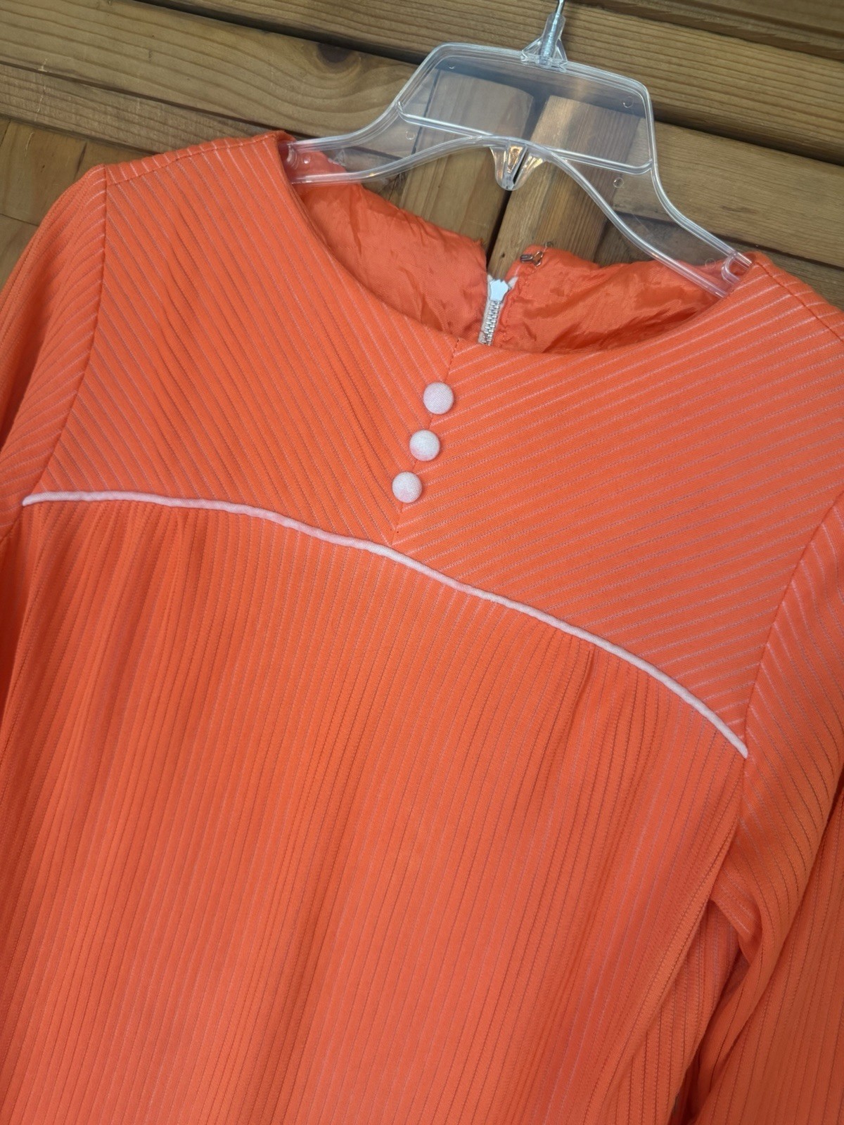 Vtg 1970s Dress Mod Twiggy Orange Stripe Homemade CONDITION ISSUES #278