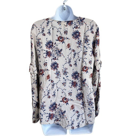 4our Dreamers Cream Floral Boho Peasant Top Romantic Prairie Cottagecore Large