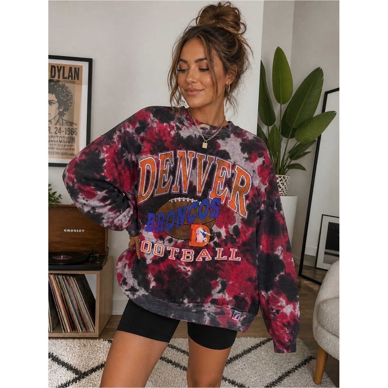 Vintage Denver Broncos Tie Dye Sweatshirt Furst of a Kind Rework Logo 7 Crewneck