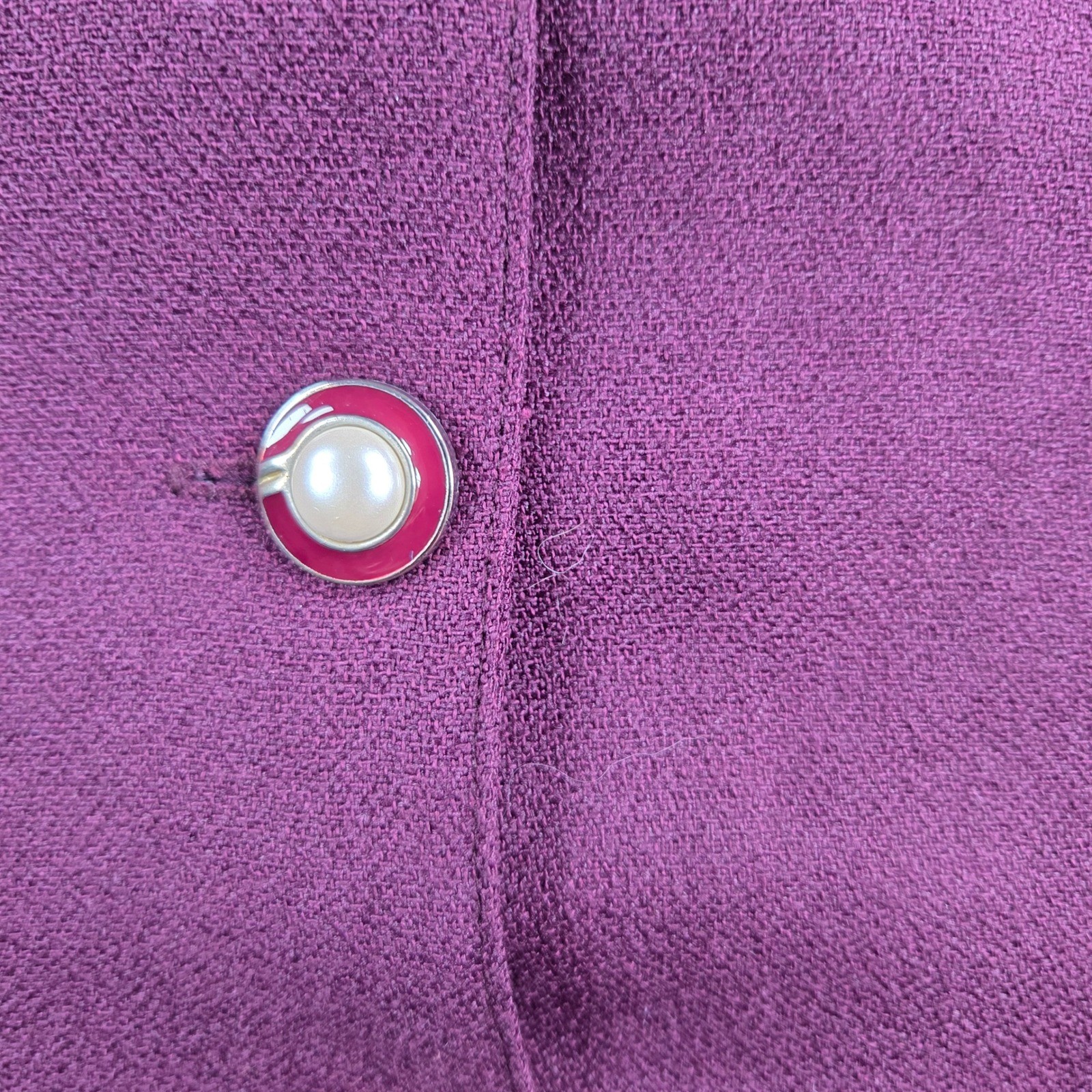 La Belle Fashions Mini Dress Womens 9 Burgundy Vintage 90s Button Front Pearl