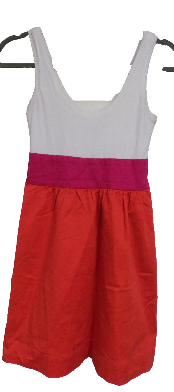 Vtg The Limited Mod BRIGHT Orange Fuchsia White Colorblock Empire Waist Dress 00