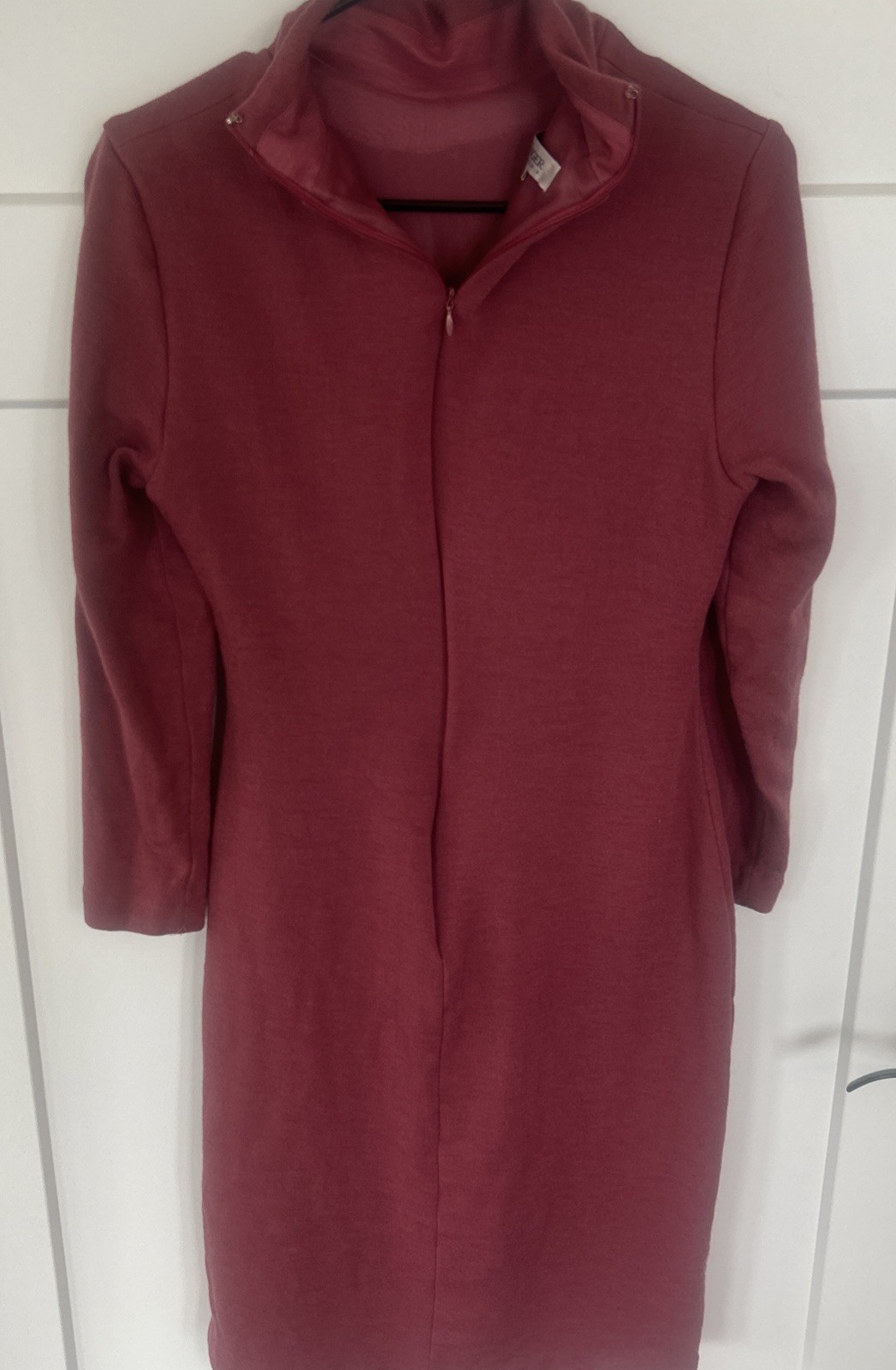 Kay Unger NY Soft Sheath Dress Mauve Mock Neck Long Sleeve Womens Size 10