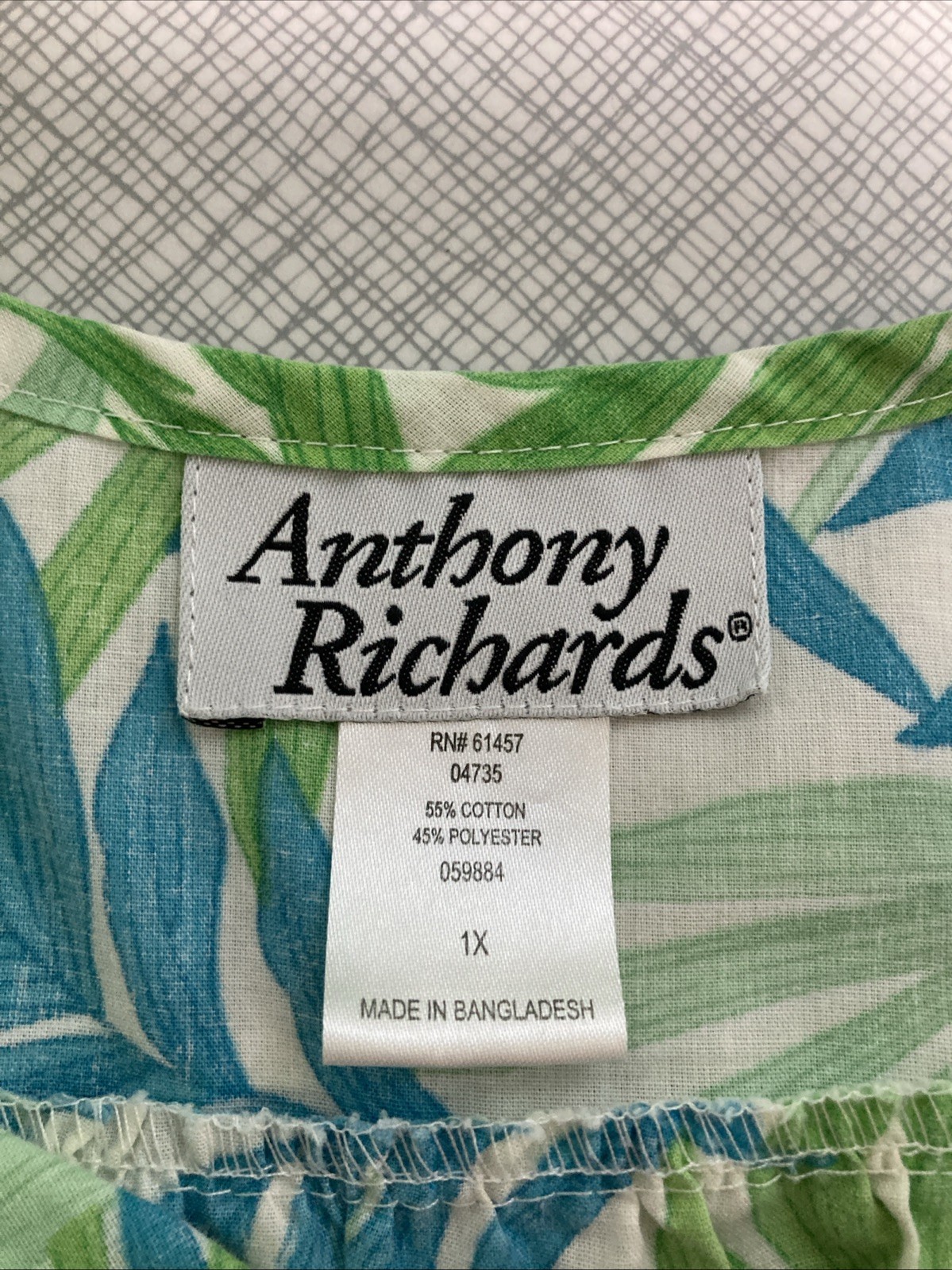 Vtg 90s Y2K Anthony Richards Muumuu House Dress 1X Plus Palm Leaf Lounge Summer