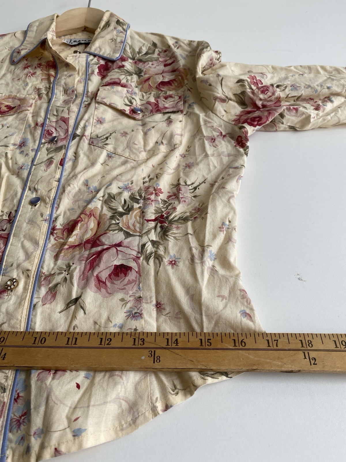 Vintage Banjo S Westernwear Button Up Floral Top Shirt Texas Roses Floral