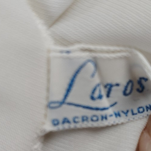 Vtg Laros Peignoir Set Nightgown Robe White Lace Rose Appliques Large 34 USA