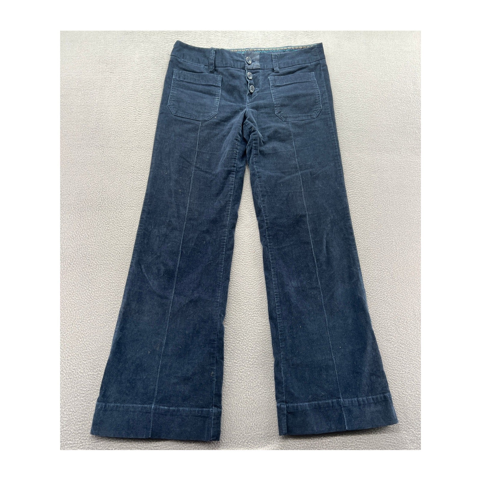VTG American Eagle Pants Navy Blue Corduroy Wide Leg Button Fly Low Rise