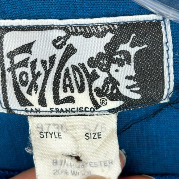 Vintage 1970’s Foxy Lady San Francisco Blue 3/4 Sleeve Wrap Front Dress Size 5/6