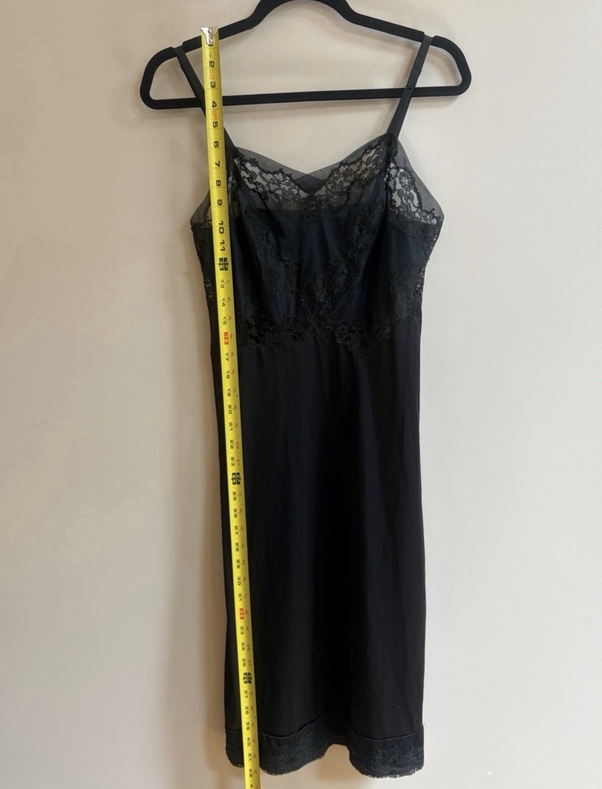 Schiaparelli Slimtite Vintage Mid Century Black Lace Slip Dress Nightie Intimate