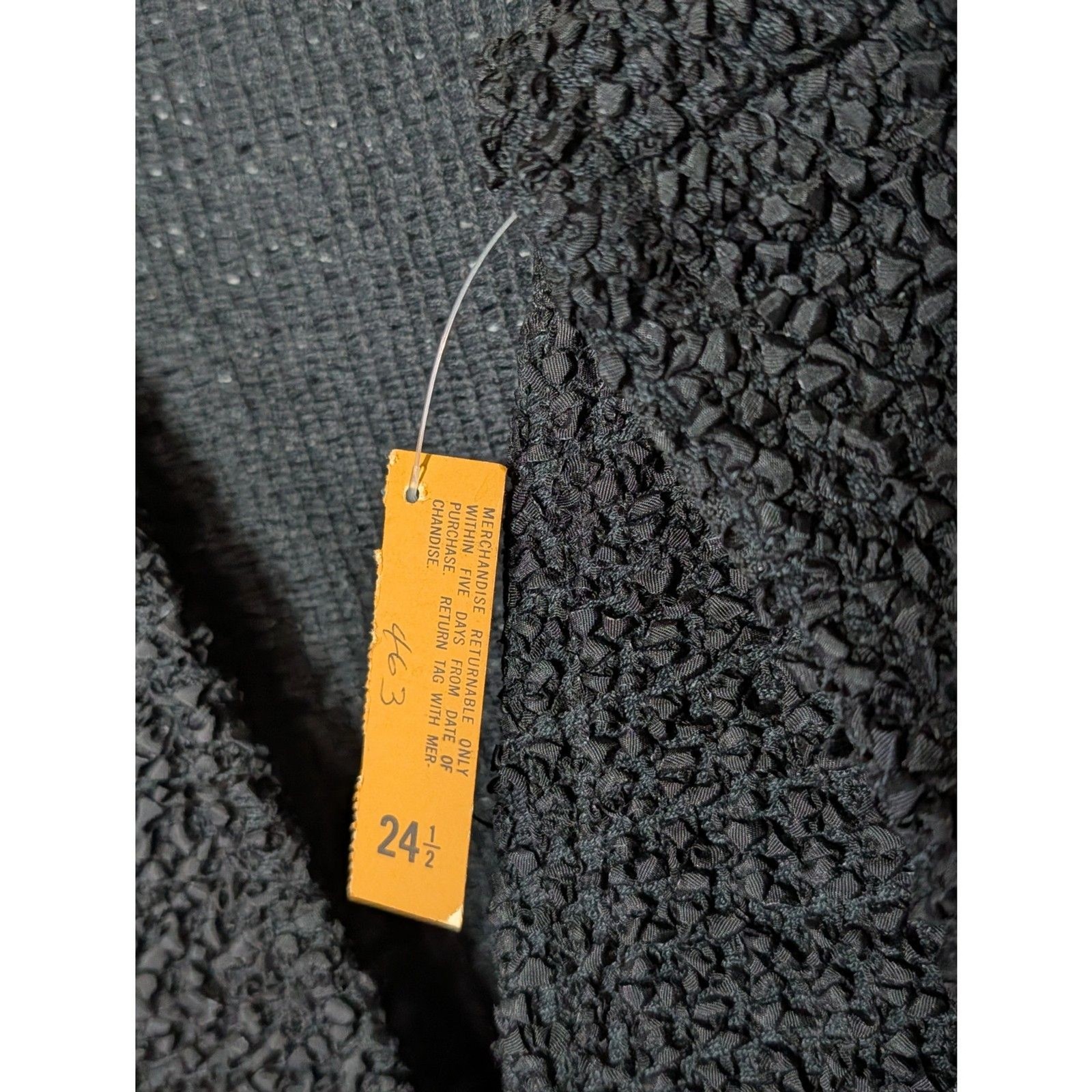 Vintage Black Popcorn Textured Belted Open Cardigan Jacket Made in USA Size 24½