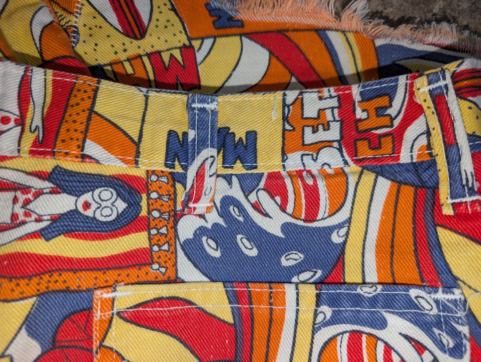 1970s Vintage Ladies Cut Off AOP Shorts Rare&1 Of A Kind!!!!!