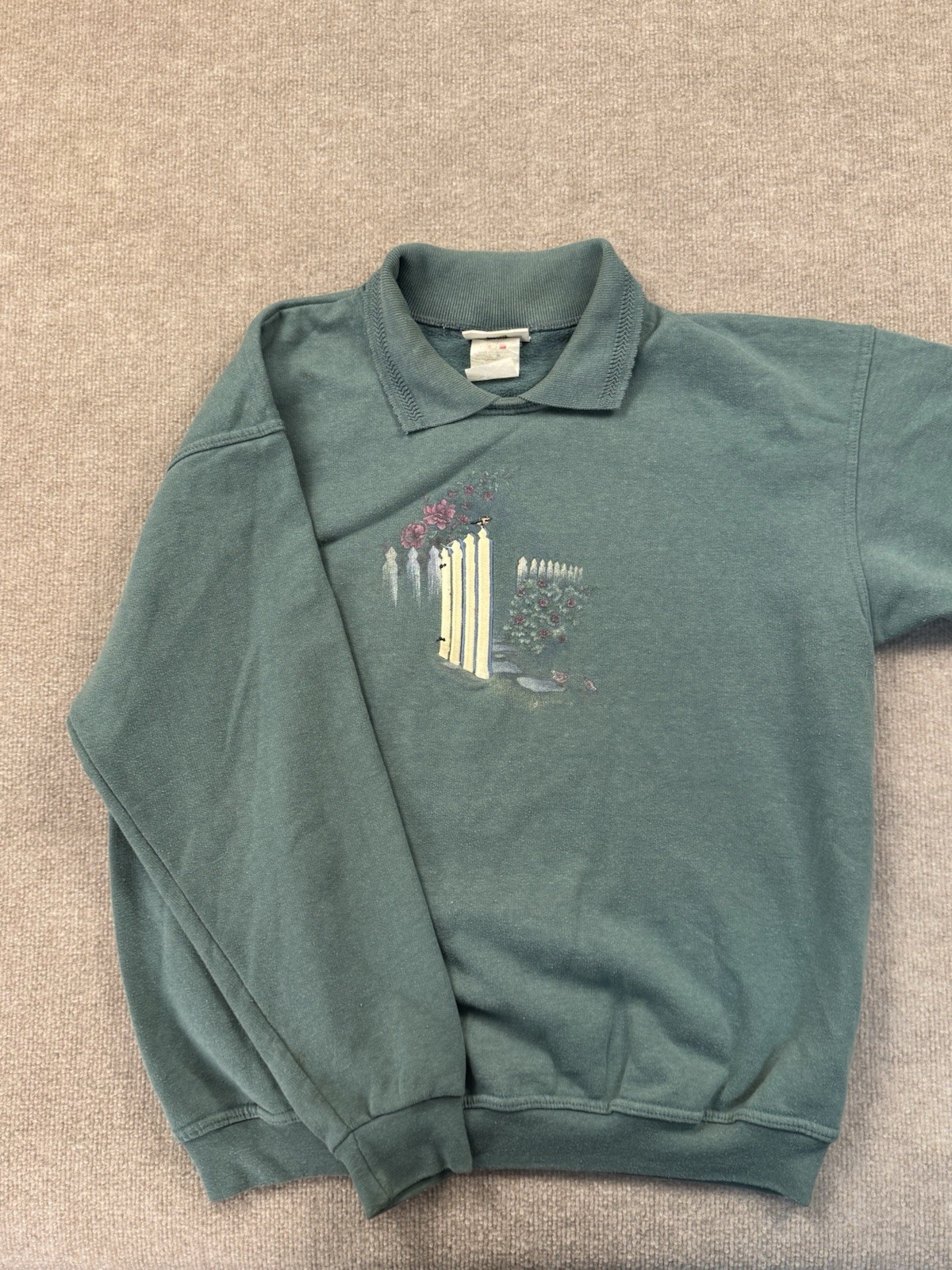 VTG 90s Northern Reflections Gardening Flowers Bees Collar Crewneck Sweatshirt-L
