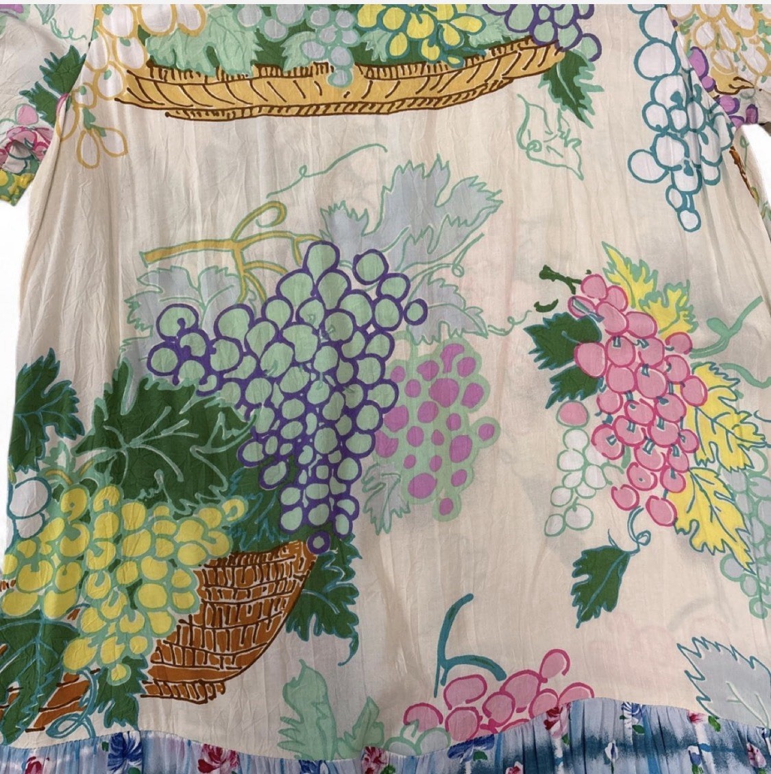 Vtg 90s Jams World Hattie Dress L Jubilee Grapes Crushed Rayon Drop Waist W329