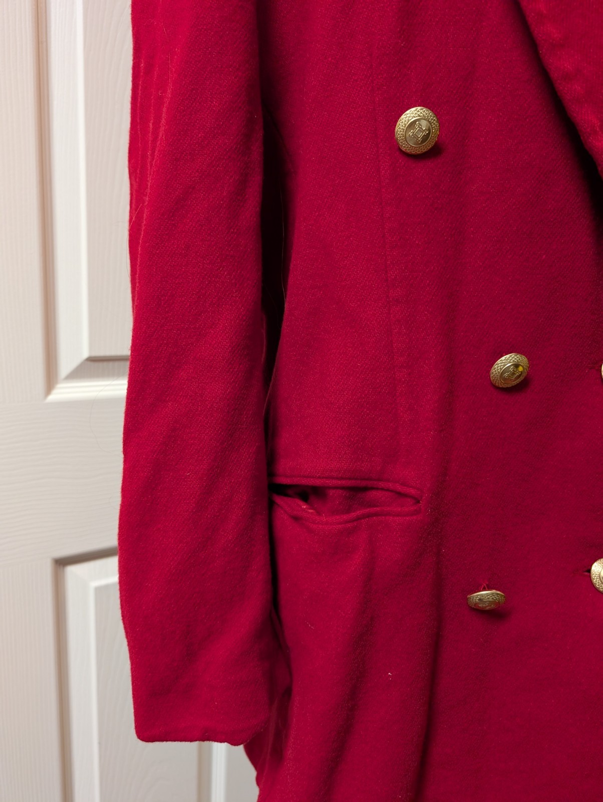 Laura Scott Vintage Blazer Red Wool Shell Gold Buttons Women’s Size 14