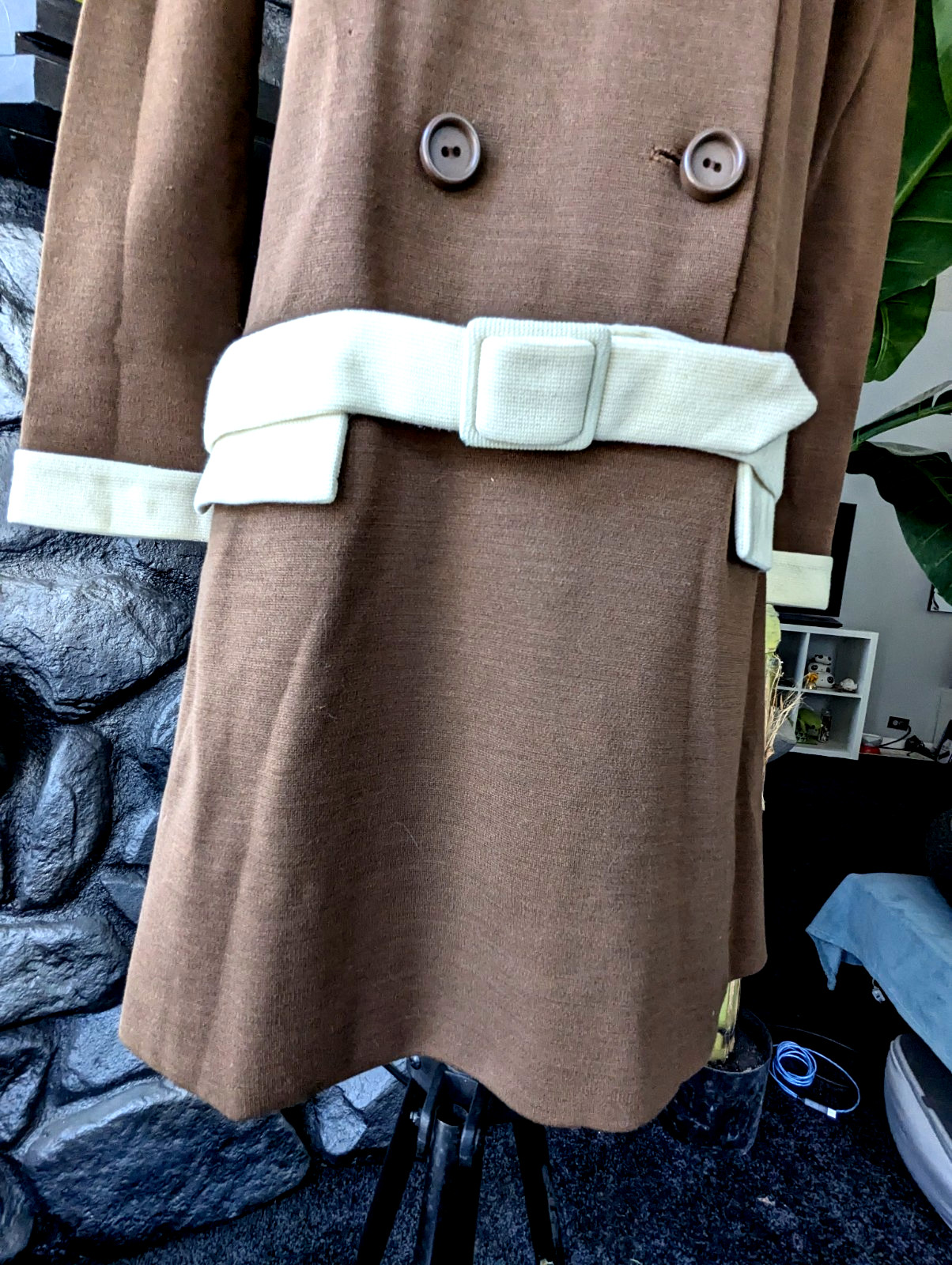 60s Vtg JONATHAN LOGAN Knit Designer Dress Mini Drop Waist Dbl Breasted Sz M
