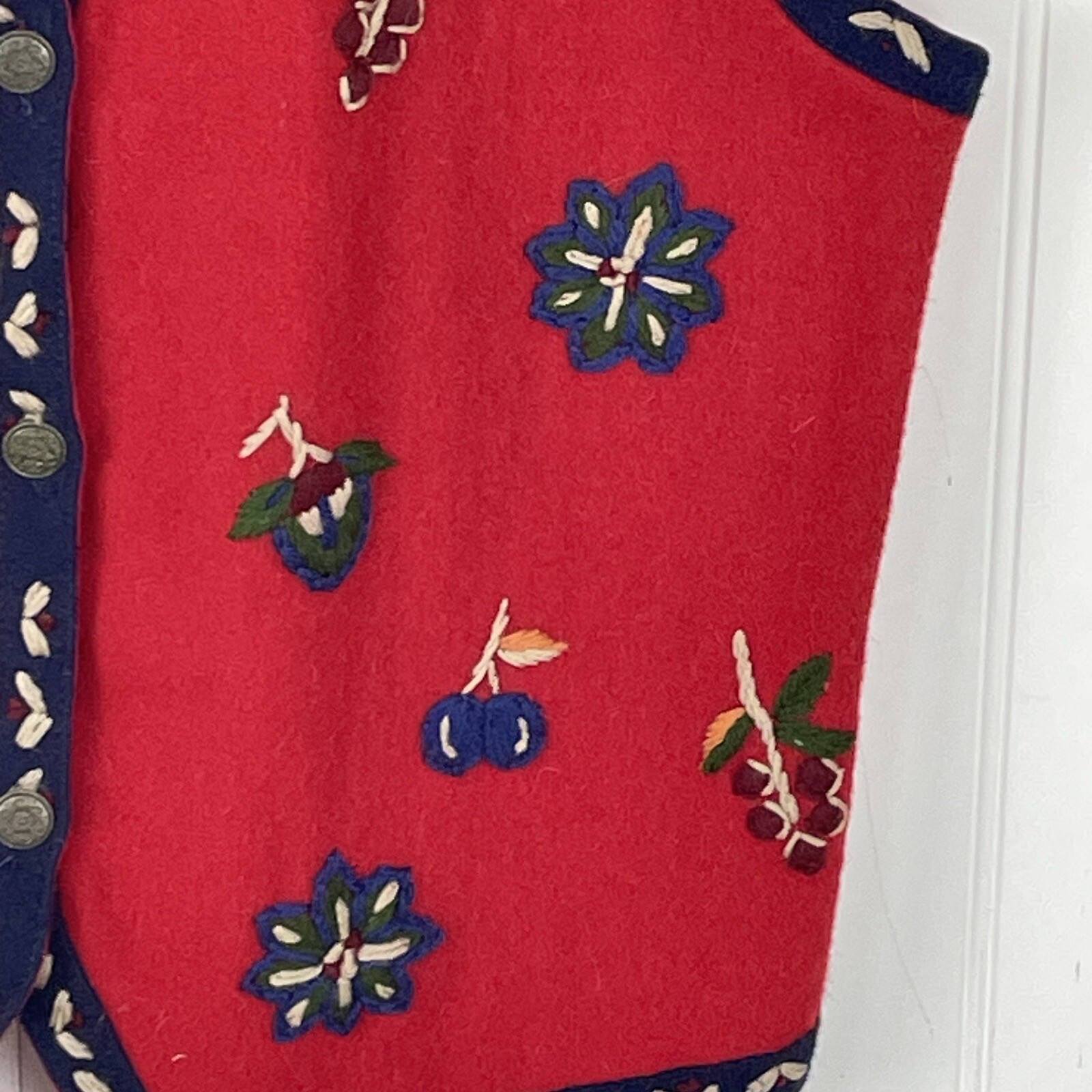 Vintage Erica Classics Womens Felted Wool Bavarian Style Vest Red Size Small