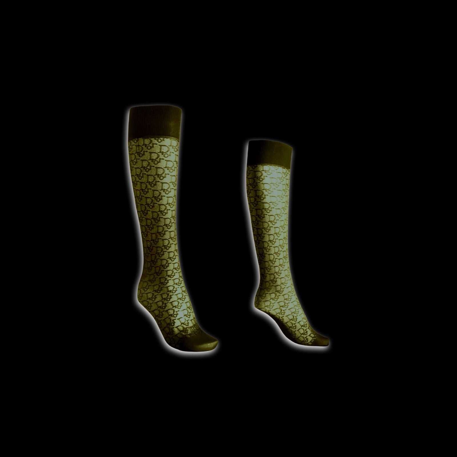 Christian Dior By John Galliano Y2K Vintage 2000s Monogram Logo Lace Stockings