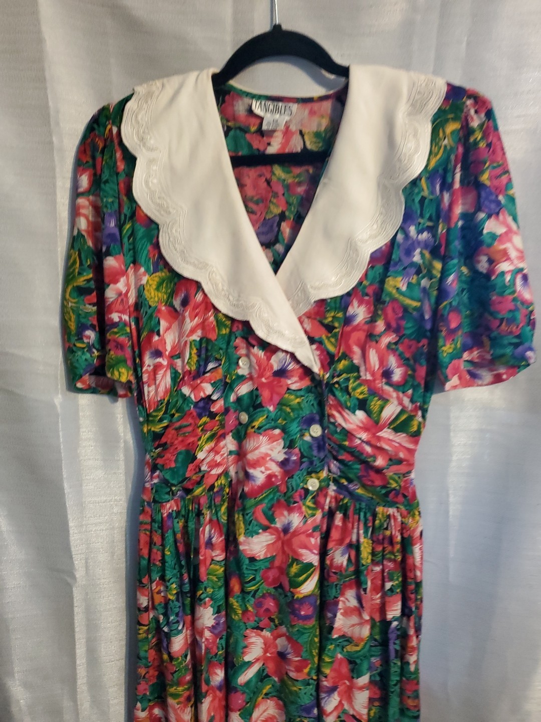 Vintage 80s Sz 9 Cottagecore Floral Puff Sleeve Victorian Tea Dress