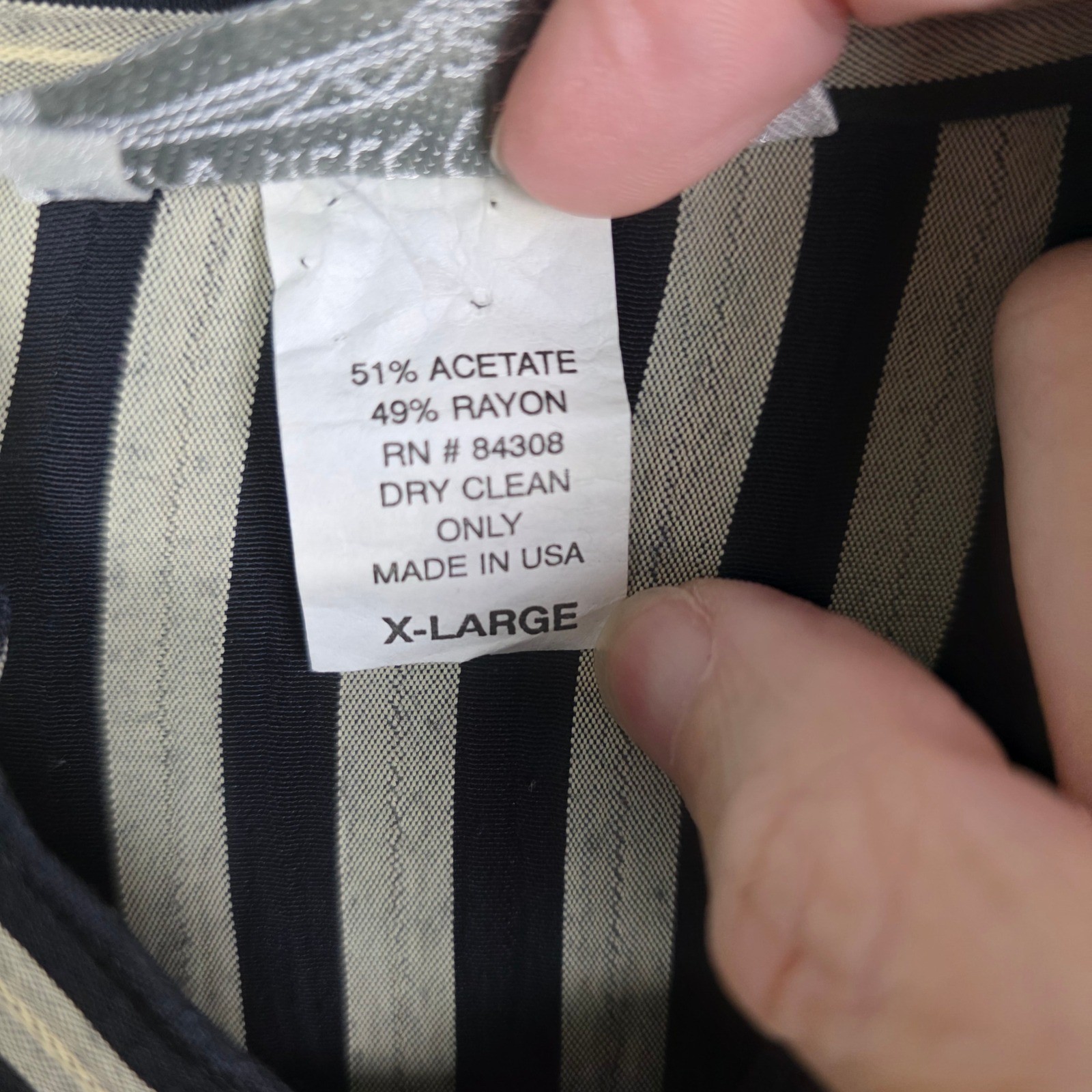 Camille Claudel Vintage Striped Button Up Blouse Black Cream XL Made in USA