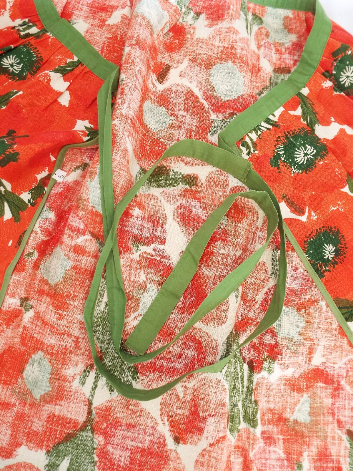 VTG Vera Neumann Cotten Linen Hostess Wrap Skirt PERFECT Poppy Red Green Floral