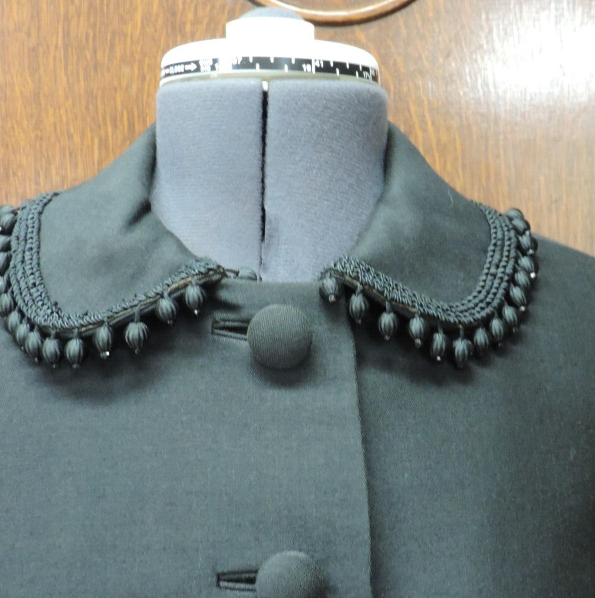 1960’s Bartelstein’s Black Wool w/Braided/Beaded Trim Short Jacket B39