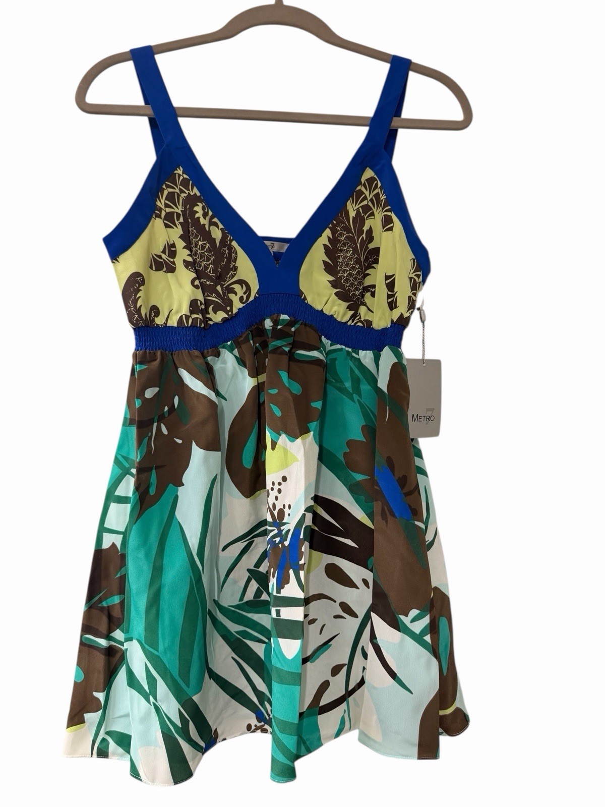 Metro7 Y2K Tropical Floral Print Sundress Strappy Size 6 Multicolor Babydoll