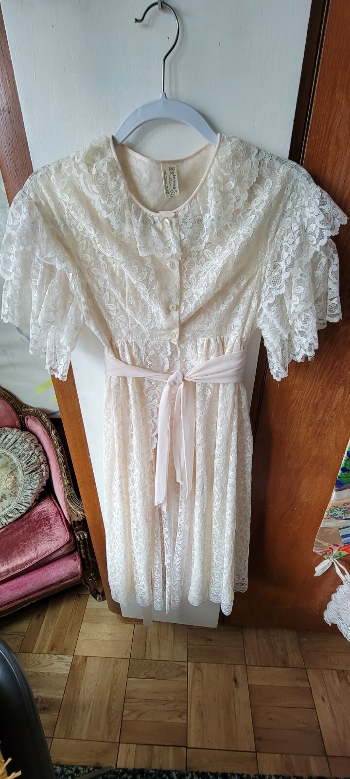 Vintage Aristocraft By Superior Lace Lingerie Robe+Nightgown Peignoir 2pc Sz 32
