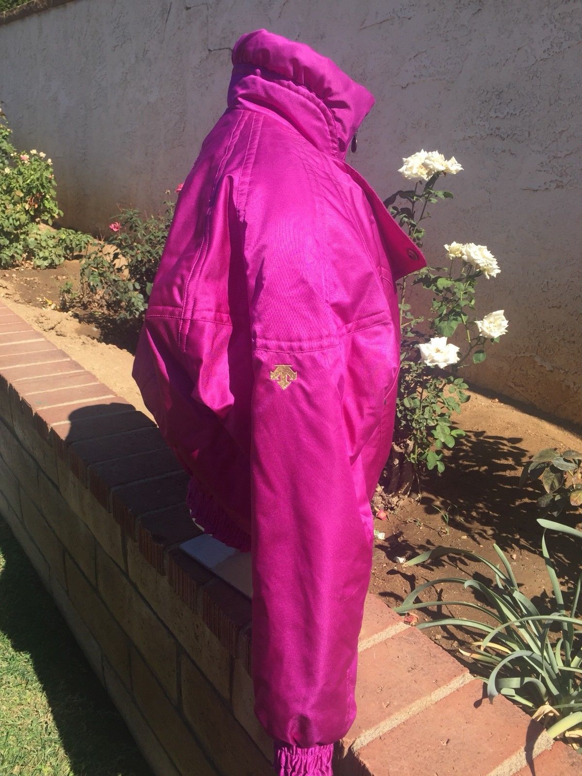 Vintage 80s 90s Descente Neon Purple Ski Snow Puffer Jacket Retro Shiny Bunny