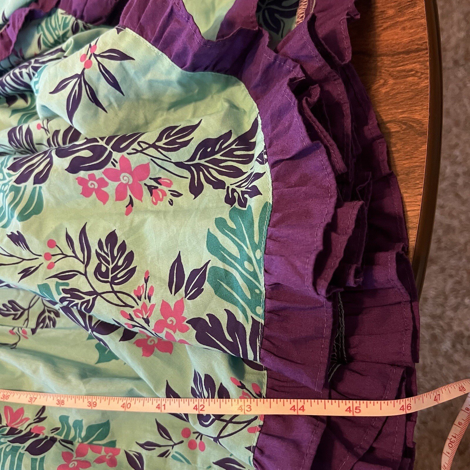 Vintage Naupaka Hawaii 1980s Ruffle Blue Purple Plant Monstera Tropical Womens 9