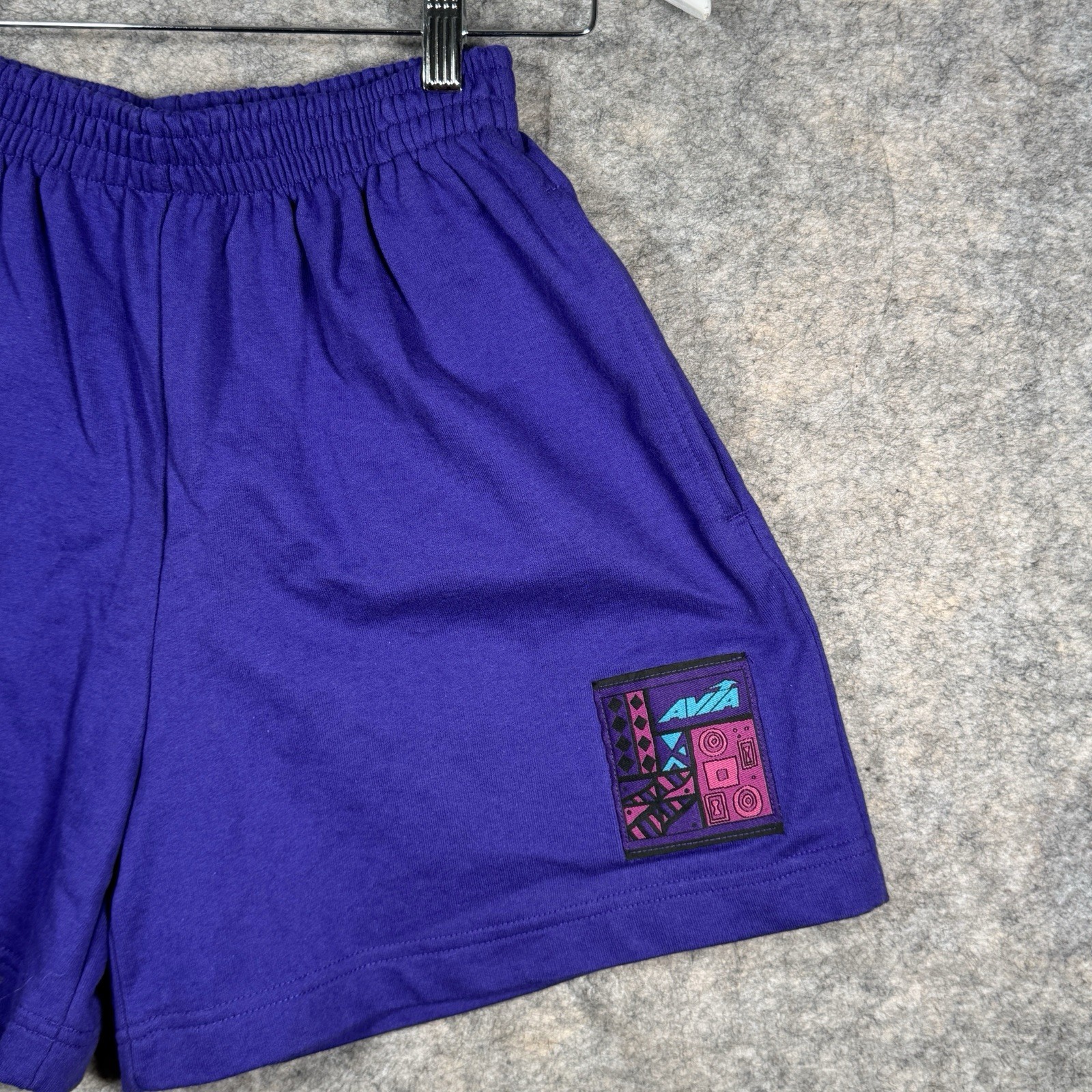Vintage 90s Womens Avia Purple Sweat Shorts Size M 24×16 Pattern Elastic Waist