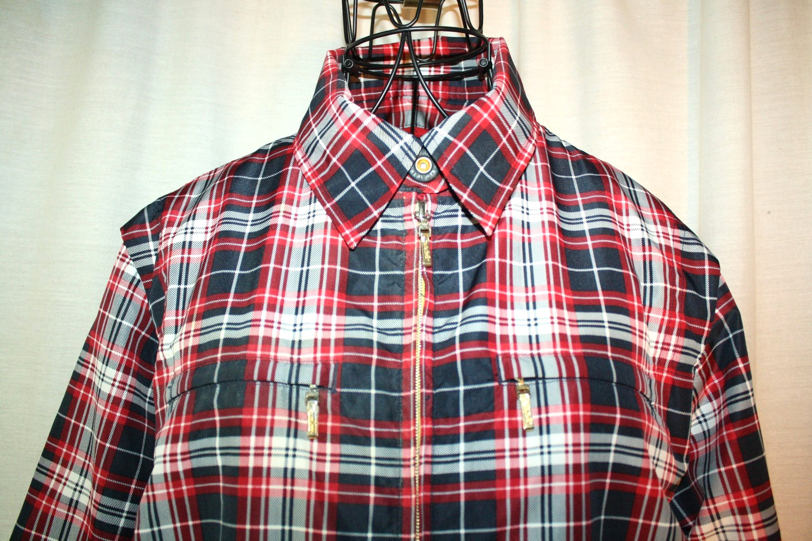 Vintage Catalina Red White & Black Plaid Windbreaker Jacket Size Small 4/6