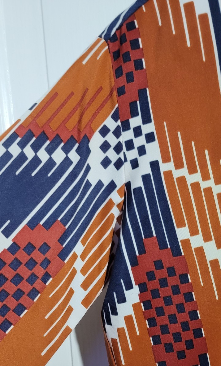 EUC Groovy 70s VTG Kmart Womens Disco Shirt Geometric Abstract M/L Loud Bright