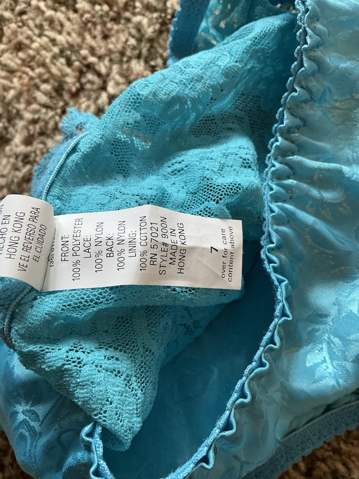 Vintage Secret Treasures Panties Size 7 Electric Blue Bikini Lace Back Glossy