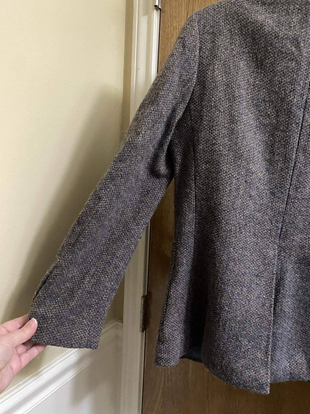 Vintage Stanley Blacker For Bloomingdale’s Women Wool Herringbone Jacket Size 10