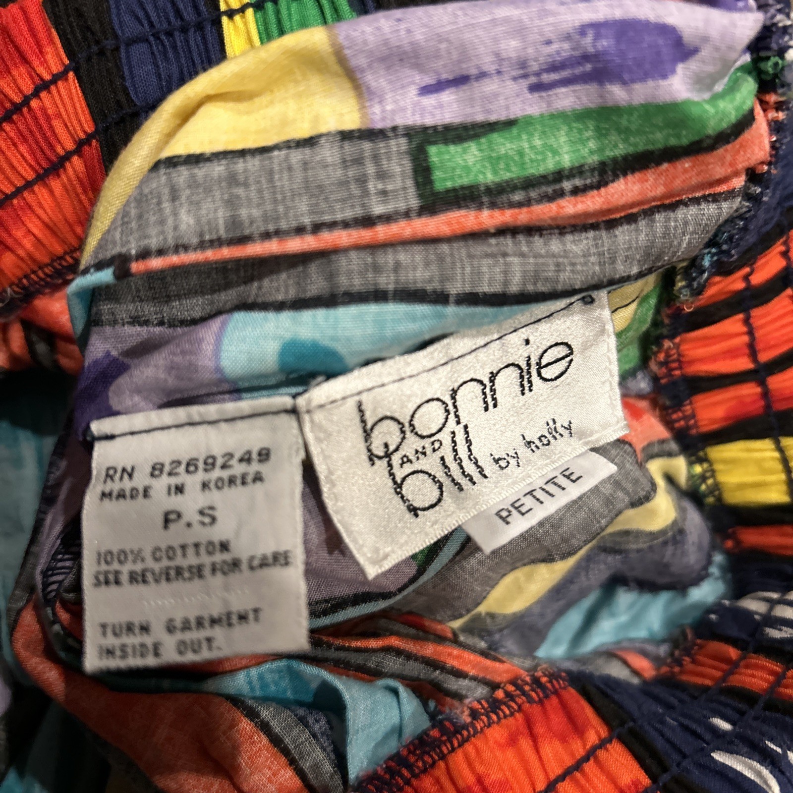 Vintage 80s Bonnie and Bill by Holly Gaucho Pants PS Red Blue Striped B2