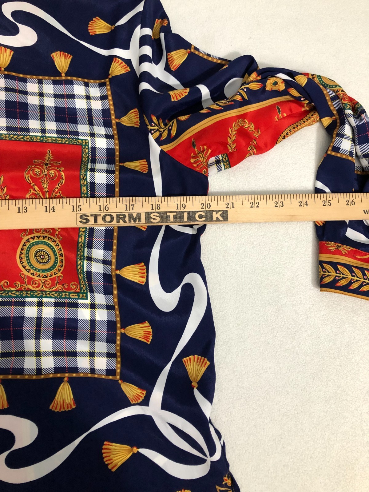VTG Spencer Jeremy S Bohemian Red Blue Gold Button Up Blouse Vibrant Geometric