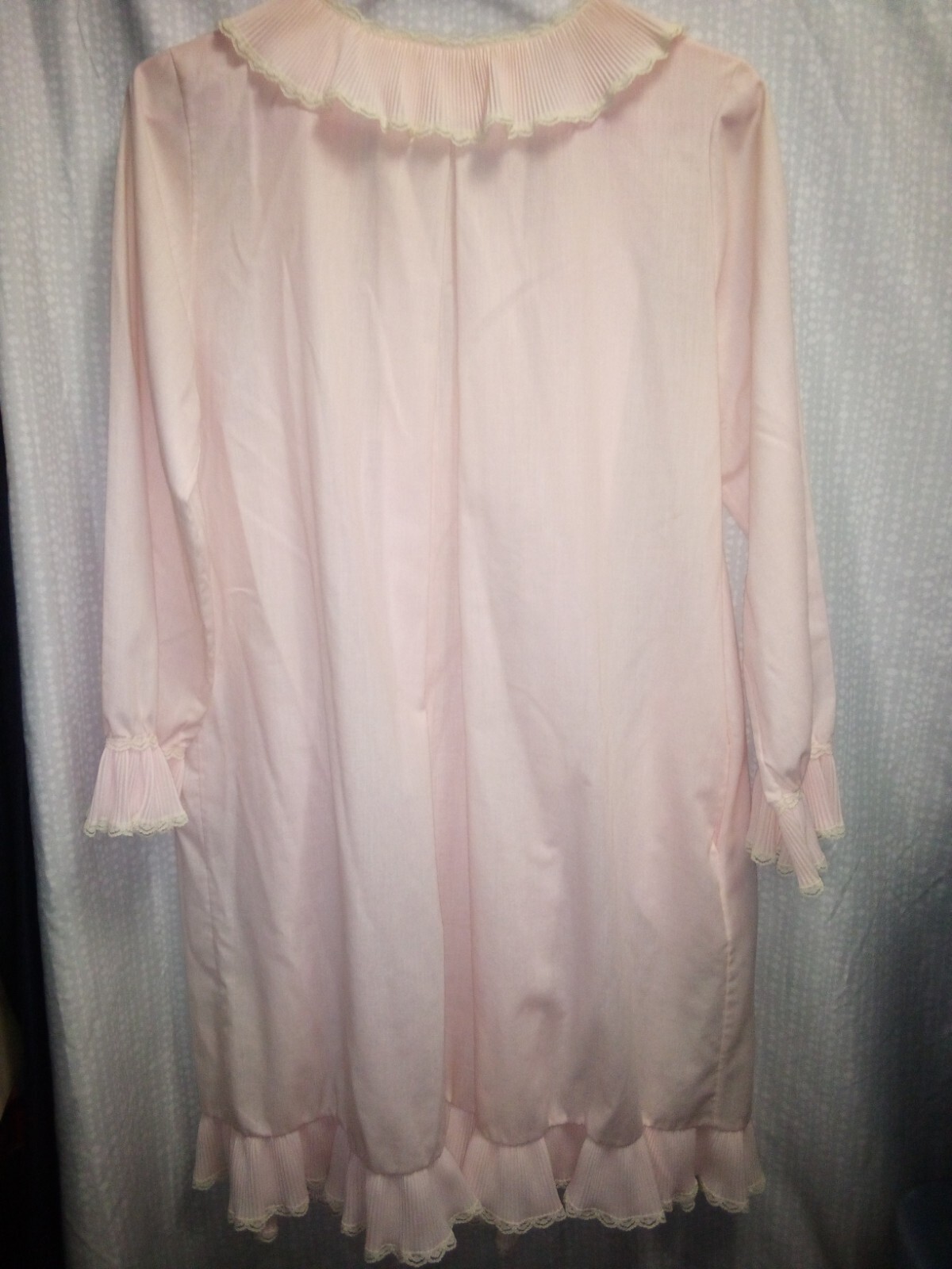 Vintage 40’s 50’s Leonora Sheer Lace Pink Dressing Gown & Slip Womens Small 2 Pc