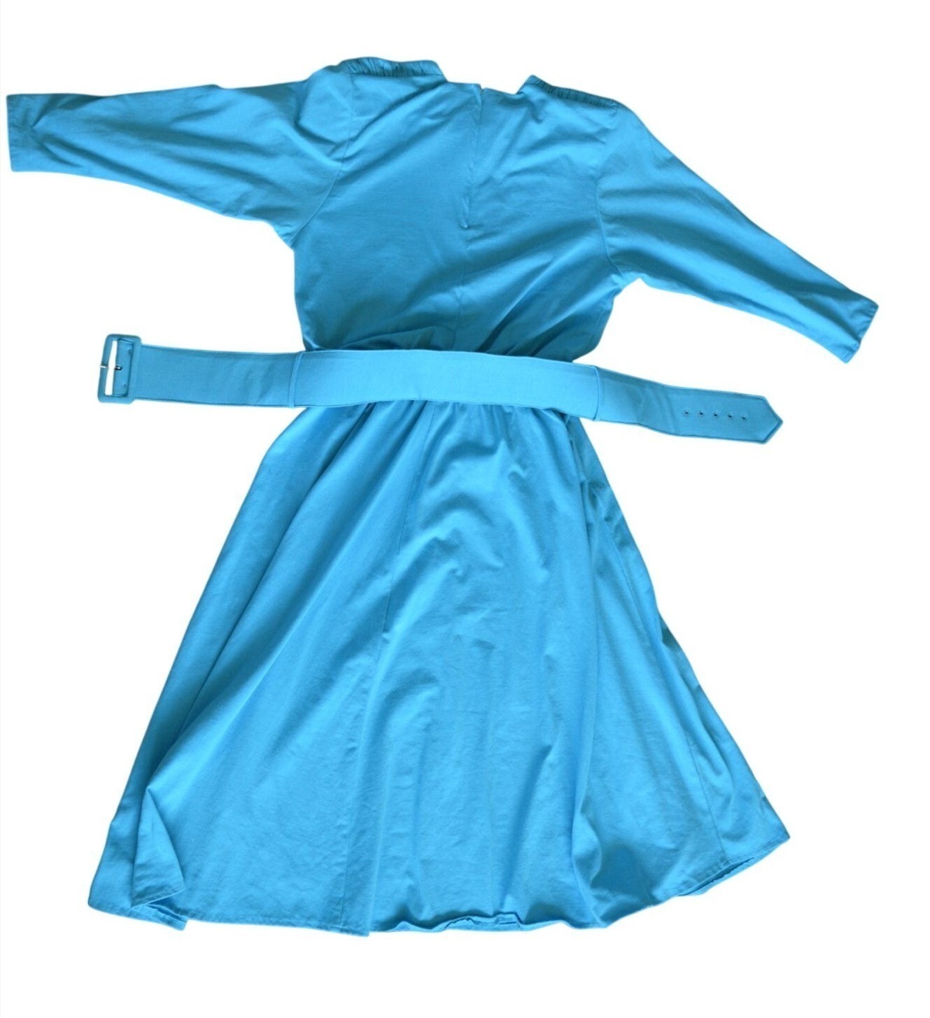 Vintage 80s Paquette Too! Bright Blue Belted Dress Womens Modern Size Medium