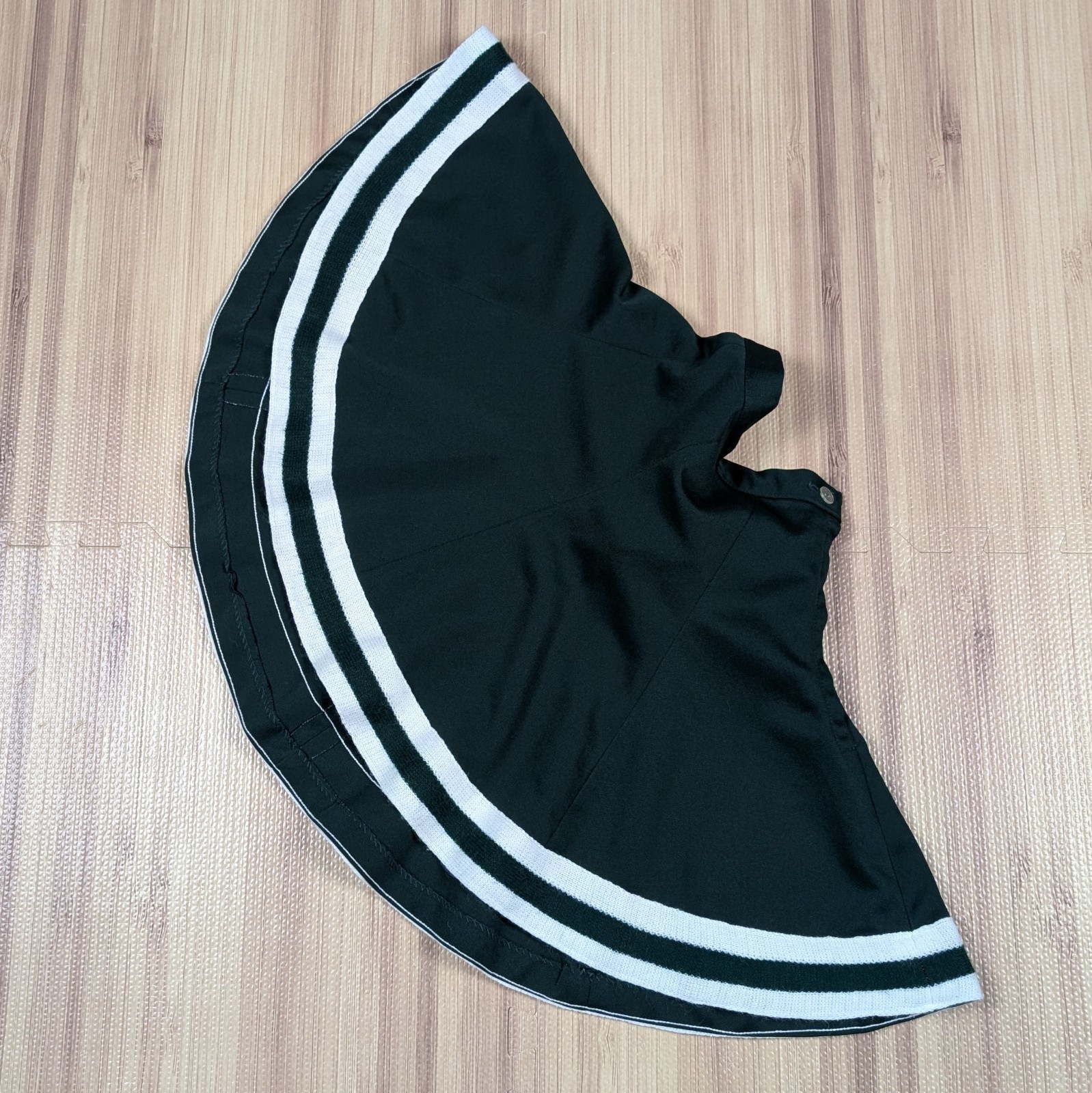 Vintage 70s Cheerleader Skirt Size 14 Waist 24 DEHEN Knit Cheer Green/White