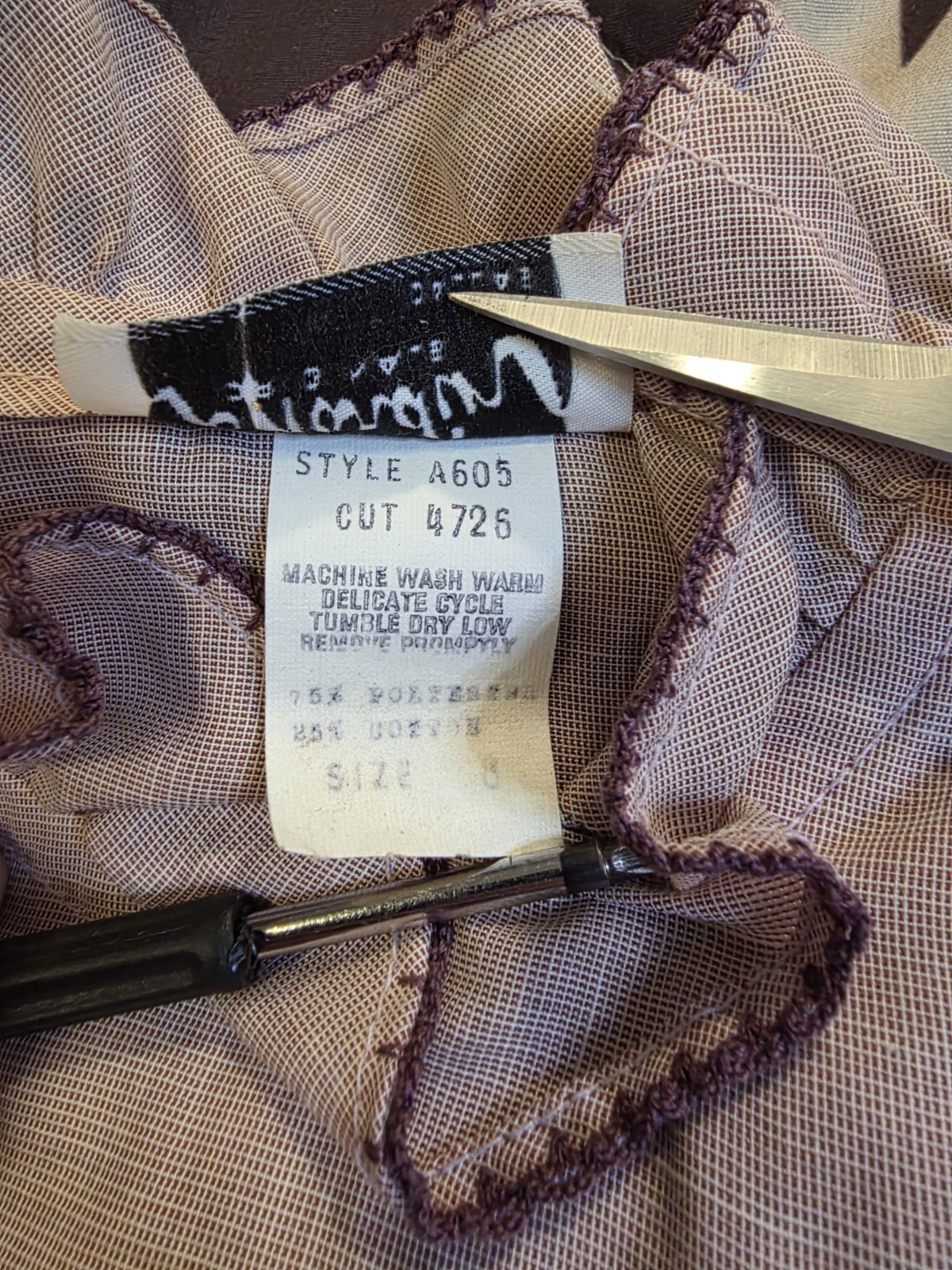 Vtg 70s Jo Hardin Cross Button Ruffle Blouse Purple Women’s Size 8 Cottagecore