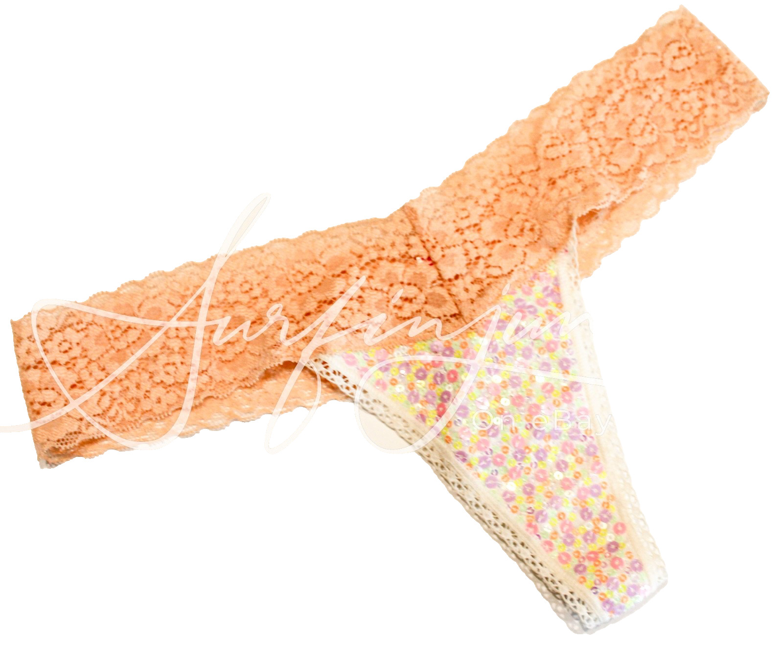 Victoria’s Secret Vintage Panties Small Extra Low Rise Thong Peace Sequins New