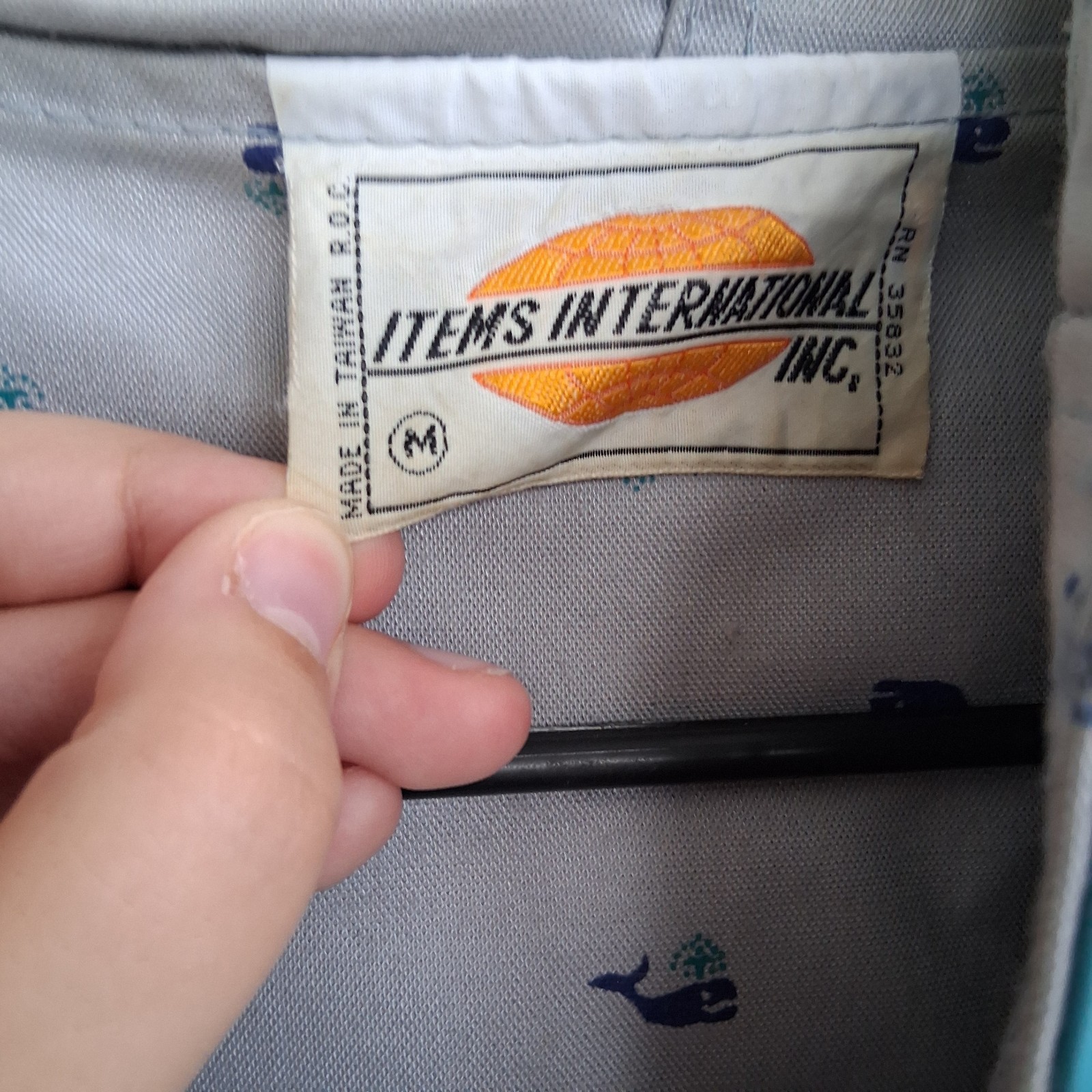 Vintage 90s Rain Slicker Teal Whale Print Fisherman Chrome Snaps EVC M