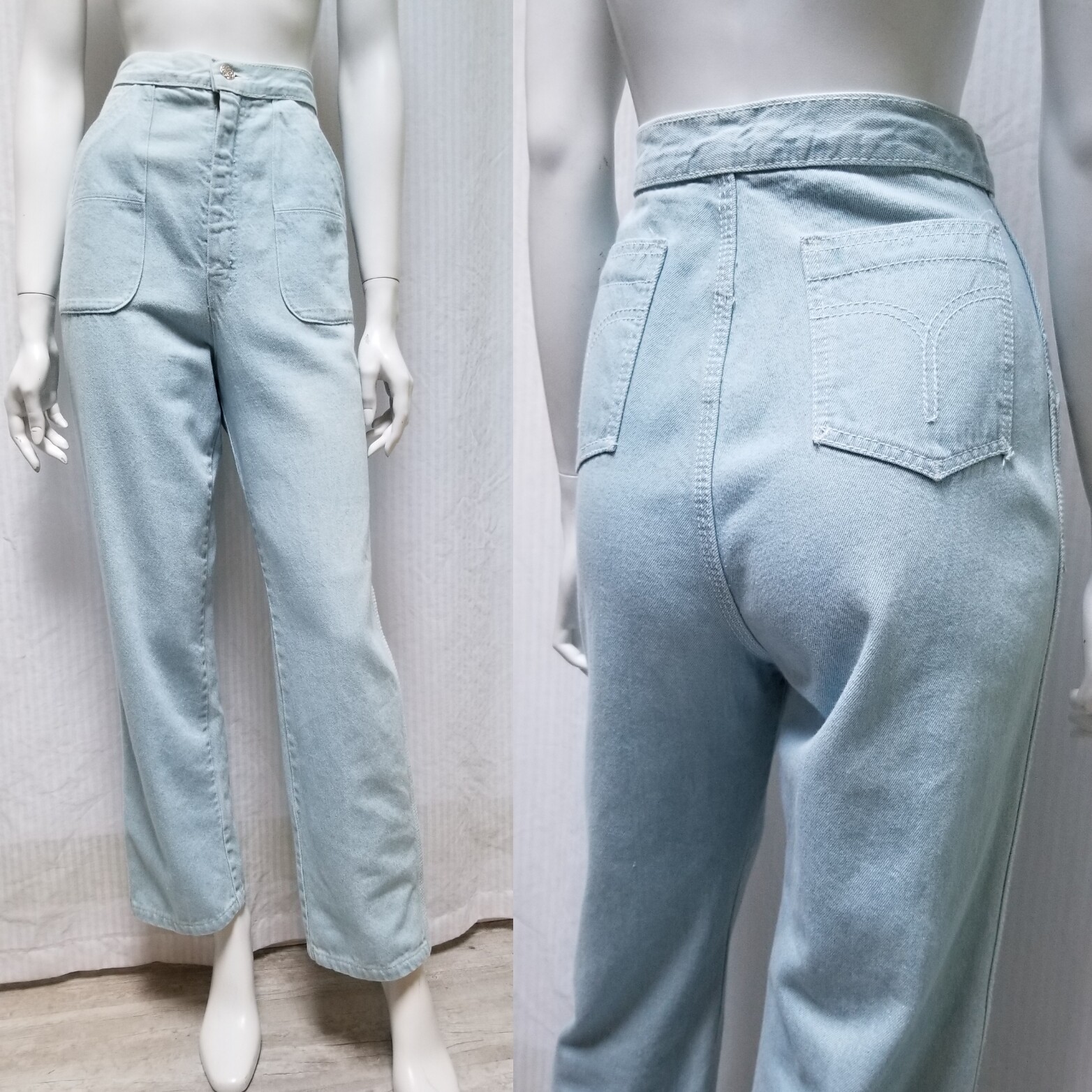 Vintage Light Wash High Rise Straight Leg Jeans W 29″ x L 30″