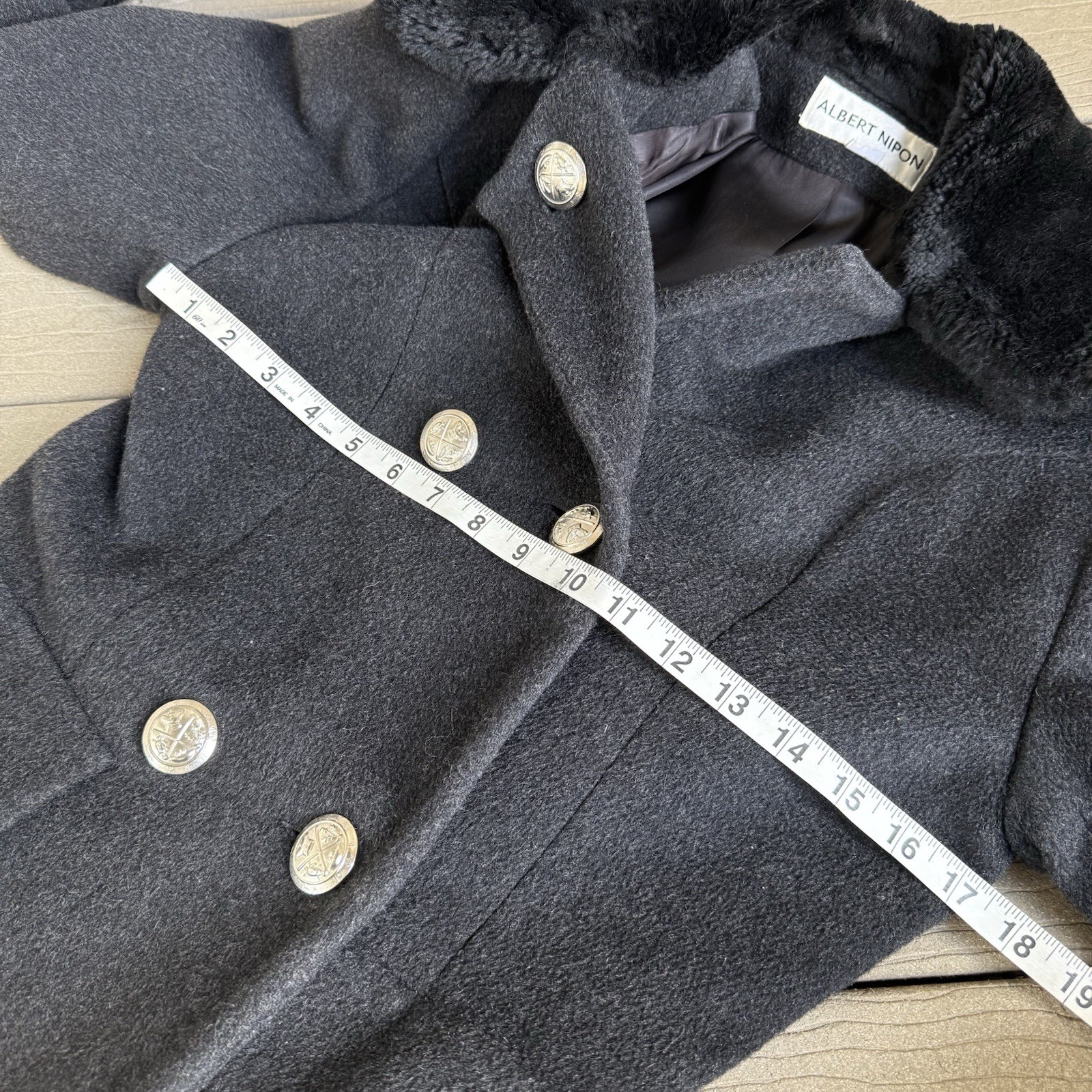 Vintage Albert Nippon Fur Trim Wool Blend Jacket with Military Style Buttons